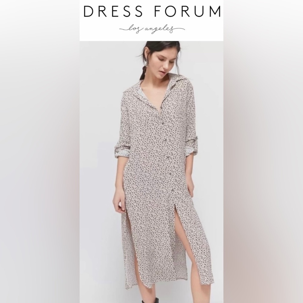 Dress Forum Cheetah Print Long Sleeve Shirt Dress